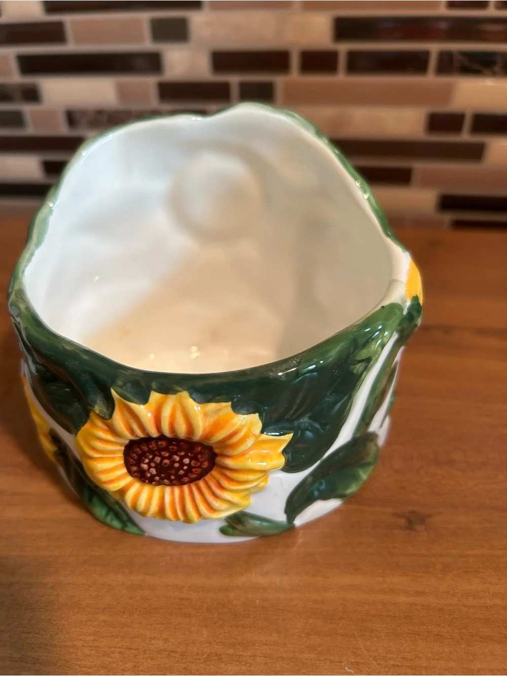 Sunflower Ceramic Kitchen Set - Salt & Pepper Set Napkin Scrubbie Holder